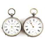 Two J G Graves Sheffield silver cased pocket watches, The Express English lever, enamel dial Roman