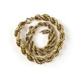 Chunky twisted rope chain bracelet with bolt ring clasp and another slimmer bracelet with etched