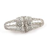 Art Deco diamond double clip brooch, set with old, Swiss and transitional cut diamonds, estimated