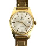 Omega, ladies Reference 566.012 wristwatch, in yellow metal case, the signed silvered dial with