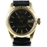 Rolex a ladies reference 6917 Datejust wristwatch, signed black dial with baton hour markers,
