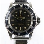 Rolex, Reference 5513 gentleman's stainless steel Submariner wristwatch, signed black dial with