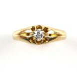 Late 19th C old cut diamond ring, estimated total weight 0.20 carat, mounted in 18 ct yellow gold,