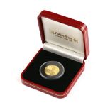 Pobjoy Mint. Sierra Leone 1997, $100 Gold Proof Coin, approx. 6 gms gold set with 0.06 ct diamond.