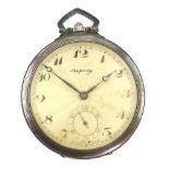 1920's Asprey pocket watch, round dial with Arabic numerals, subsidiary dial and minute track, Swiss