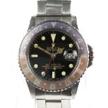 Rolex reference 1675 GMT-Master' Pepsi' wristwatch ,the signed black dial with luminous baton and