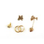 Group of jewellery including hoop earrings marked for 18 ct, link bracelet testing as 14 ct with 9