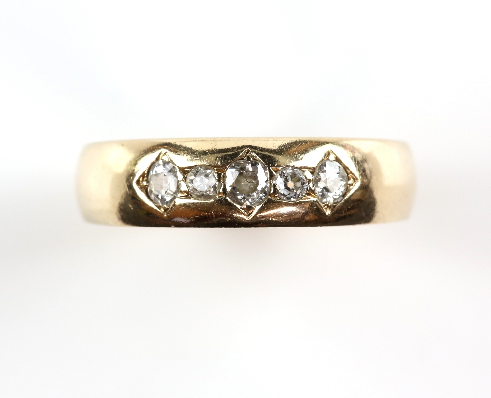 Austro-Hungarian five stone diamond ring, with old cut diamonds, weighing an estimated total of 0.35