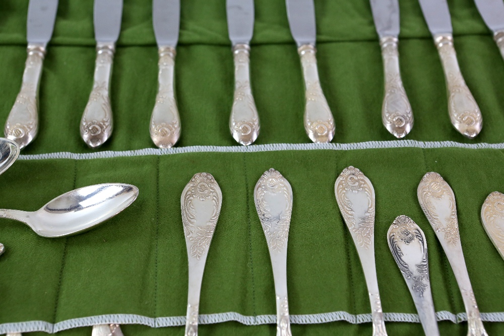 Possibly Russian table-service for twelve place-settings, comprising table knives, forks, spoons, - Image 3 of 10