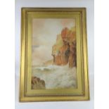 Arthur Suker, rocky sea scape, watercolour, monogrammed 'AS', 93cm x 59cm
