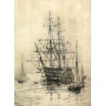 William Lionel Wyllie (British, 1851-1931) 'HMS Victory in Portsmouth Harbour, Trafalgar Day',