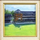 Jack Russell MBE (International Cricketer), 'Down at Third Man', oil on canvas, signed lower left,