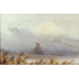 W. Yamanoi (Japanese, active 1920-1930), View of a lake, Mount Fuji in the distance, watercolour,