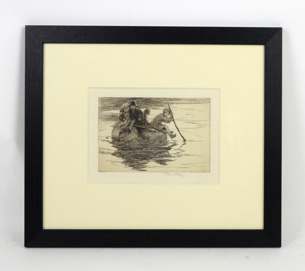 Eileen Soper (British, 1905-1990), Children on a raft, etching, signed in pencil to lower right - Image 4 of 8