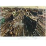 Terence Cuneo, 'Clapham Junction', signed limited edition print, 773/850, 31cm x 41cm,