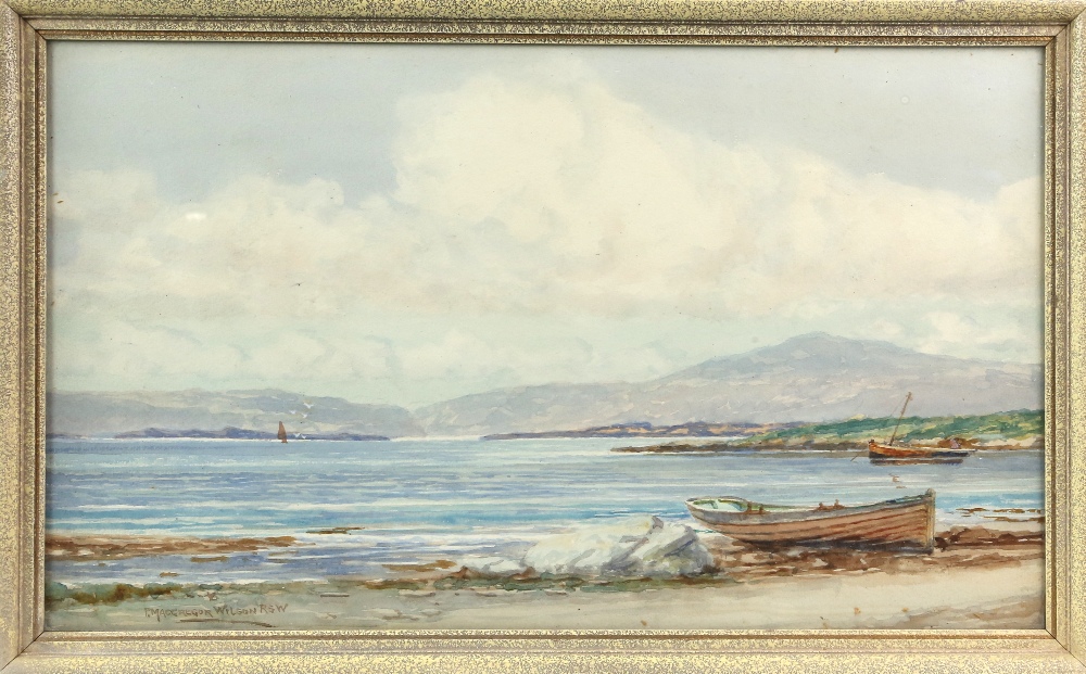 Peter MacGregor Wilson (1856-1928) Estuary view, watercolour, signed, 29cm x 49cm - Image 3 of 8