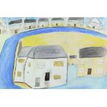 After Alfred Wallis (1855-1942), 'White Houses and Cottages', crayon on paper, 29 x 44cm