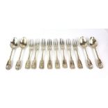 Victorian silver flatware, by Chawner & Co, London 1847, comprising four table spoons and eight