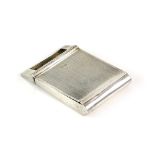 Unusual fold over to open silver vesta case with engine turned front and plain back by Haseley and