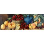 Giovanni Barbaro (AKA Arthur Dudley, 1864-1925), Still life of cherries, oranges and a blue glazed