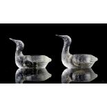 Novelty pair of silver 800 grade open salts in the form of ducks