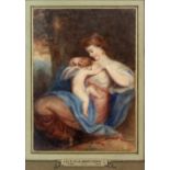 After A. C. M. A. Kauffman, young woman reclining with a putto in a landscape, indistinctly