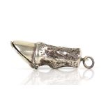 Novelty sterling silver vesta case in the form of a horse's leg Wear to the high points of the