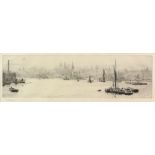 William Lionel Wyllie (British, 1851-1931) 'London from Limehouse Reach', etching, signed in pencil,