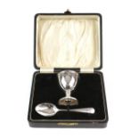Cased silver egg cup and spoon christening set, Birmingham 1930