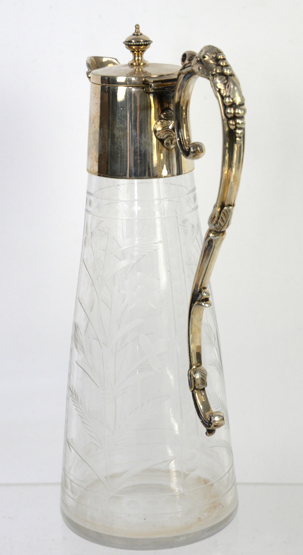 Mappin & Webb engraved glass claret jug with silver plated mounts, slice cut water jug, two bottle - Image 3 of 26