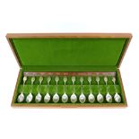 Modern set of twelve Royal Horticultural Society Flower Spoons, in fitted case, by John Pinches