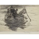 Eileen Soper (British, 1905-1990), Children on a raft, etching, signed in pencil to lower right