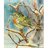 § Basil Ede (British, 1931-2106). A Robin in Winter, gouache on paper. Signed lower left. 25 x 21cm