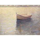 A. Garau, Continental School, boat on a lake, signed, oil on canvas, 25cm x 33cm,