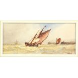 Frederick James Aldridge (British, 1850-1933), 'Fishing Yawls off Calais', watercolour, signed lower