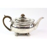 George III silver teapot, by Alice & George Burrows II, London 1816, the oval body, with gadrooned