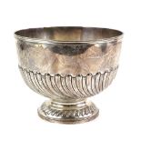 Edward VII Scottish silver punch bowl with half gadrooned decoration, on round foot, by George