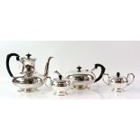 Silver-plated four piece tea service, marked Seranco, comprising teapot, coffee pot milk and sugar
