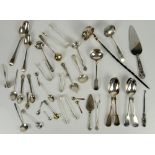 Selection of silver flatware to include a George V toddy ladle, by Cooper Brothers & Sons Ltd,