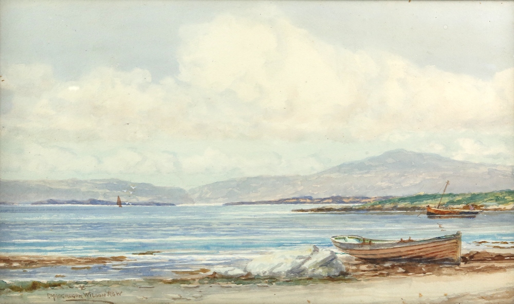 Peter MacGregor Wilson (1856-1928) Estuary view, watercolour, signed, 29cm x 49cm - Image 2 of 8