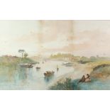 James Vivien de Fleury (British, 1847-1902) Italian river landscape, watercolour heightened with