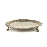 George III silver salver by Elizabeth Cooke, London 1764, the border with shell design, raised on