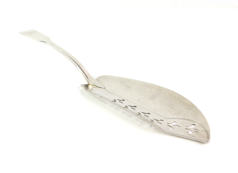 George III silver fish slice, by Peter & William Bateman, London 1806, pierced with fleur-de-lys - Image 4 of 14