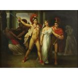 Italian 20th century, after the Antique, rape of the Sabine women, oil on copper, 30cm x 40cm