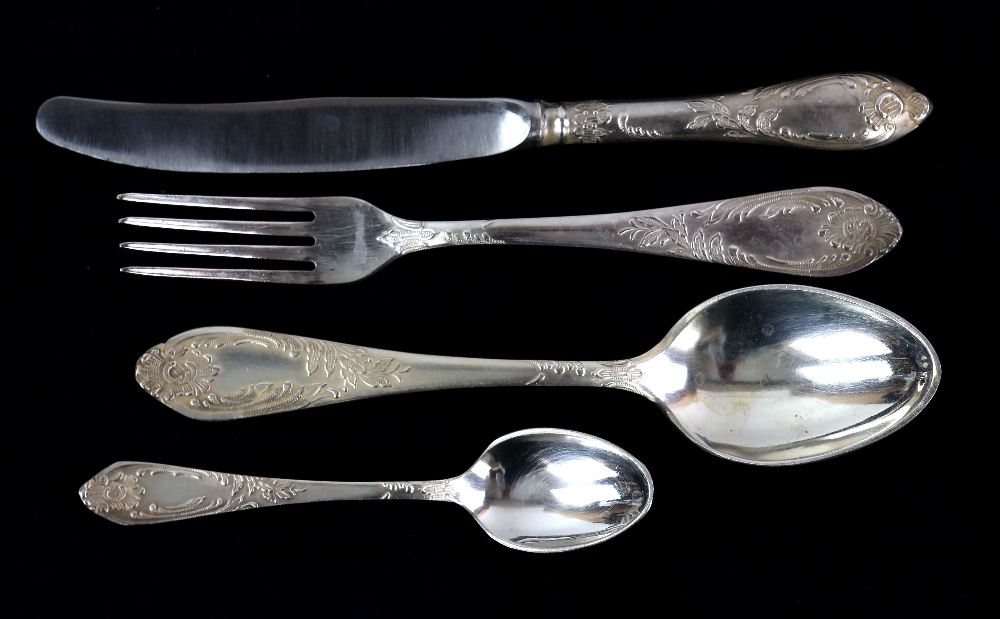 Possibly Russian table-service for twelve place-settings, comprising table knives, forks, spoons, - Image 2 of 10