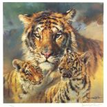 Donald Grant, British 1930-2001, study of tigers, signed limited edition print, 144/500, 38cm x 37.