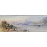 W Searle, Scottish loch scene, watercolour, signed and dated 1877 (11.5 x 33.5cm)