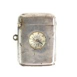 Victorian compass set silver vesta case by Saunders and Shepherd, Birmingham 1898