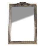 George V silver-mounted dressing table mirror of rectangular form, arched top with engine turned