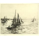 William Lionel Wyllie, (British 1851-1931) 'Portsmouth Fishing Boats', etching, signed in pencil,